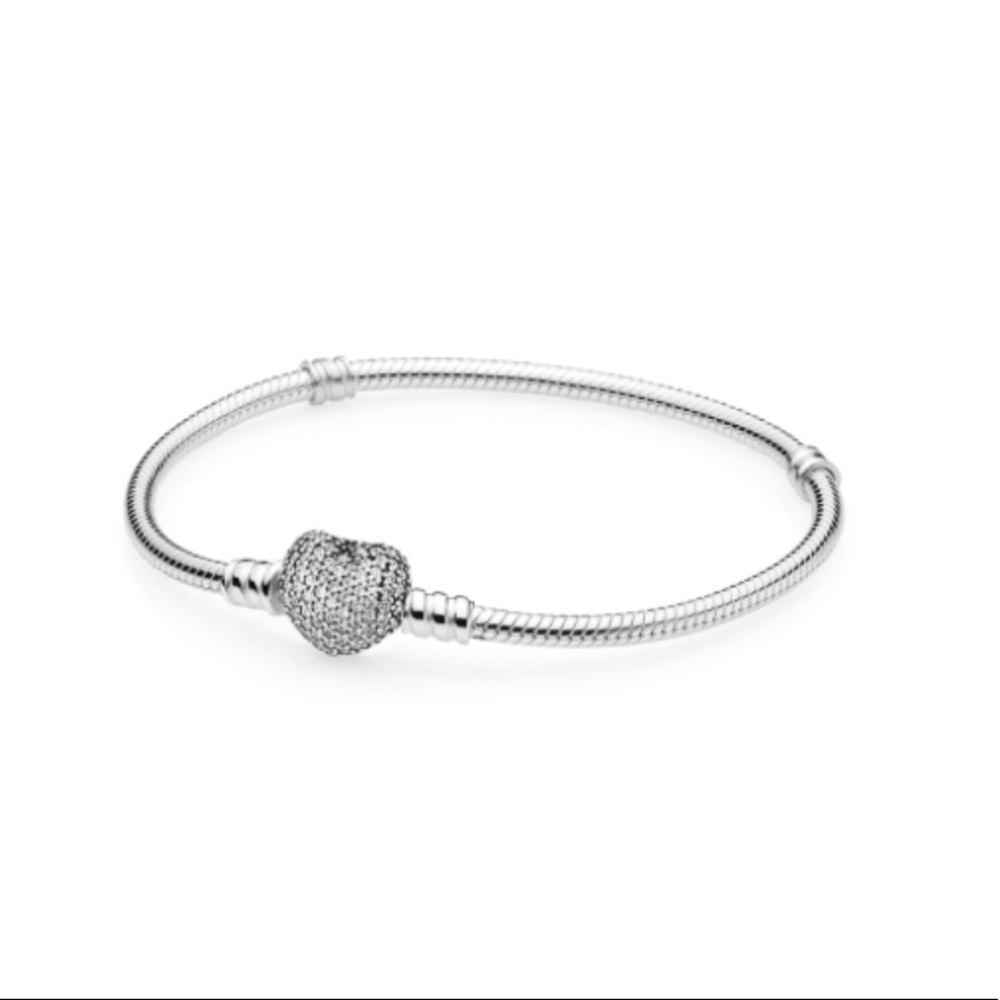 Pavé heart bracelet, clear CZ